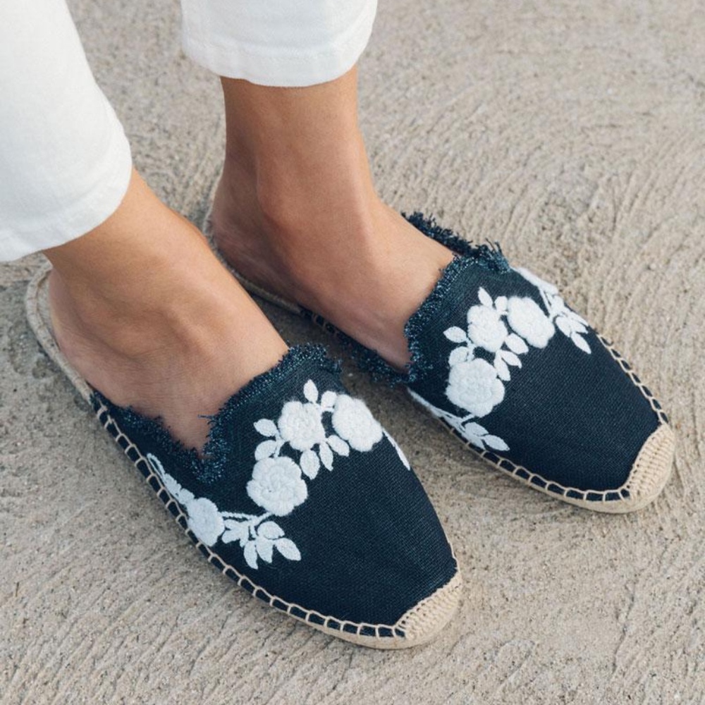 Frayed Floral Mule